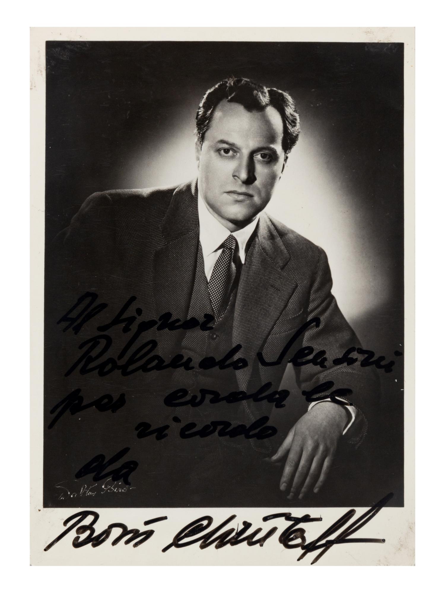 [20TH-CENTURY OPERA SINGERS]. A group of 6 signed photographs or photographic postcards of opera singers from the 1950s-1960s, comprising images of: