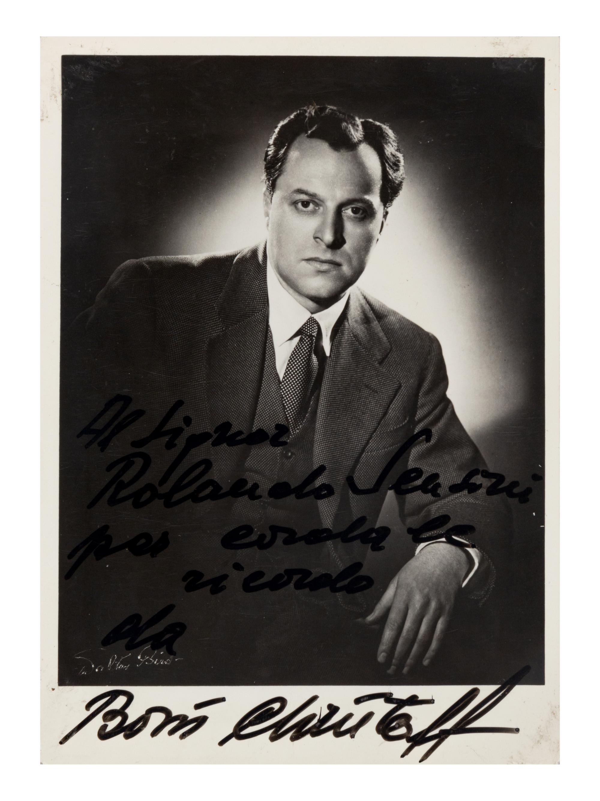 [20TH-CENTURY OPERA SINGERS]. A group of 6 signed photographs or photographic postcards of opera singers from the 1950s-1960s, comprising images of: