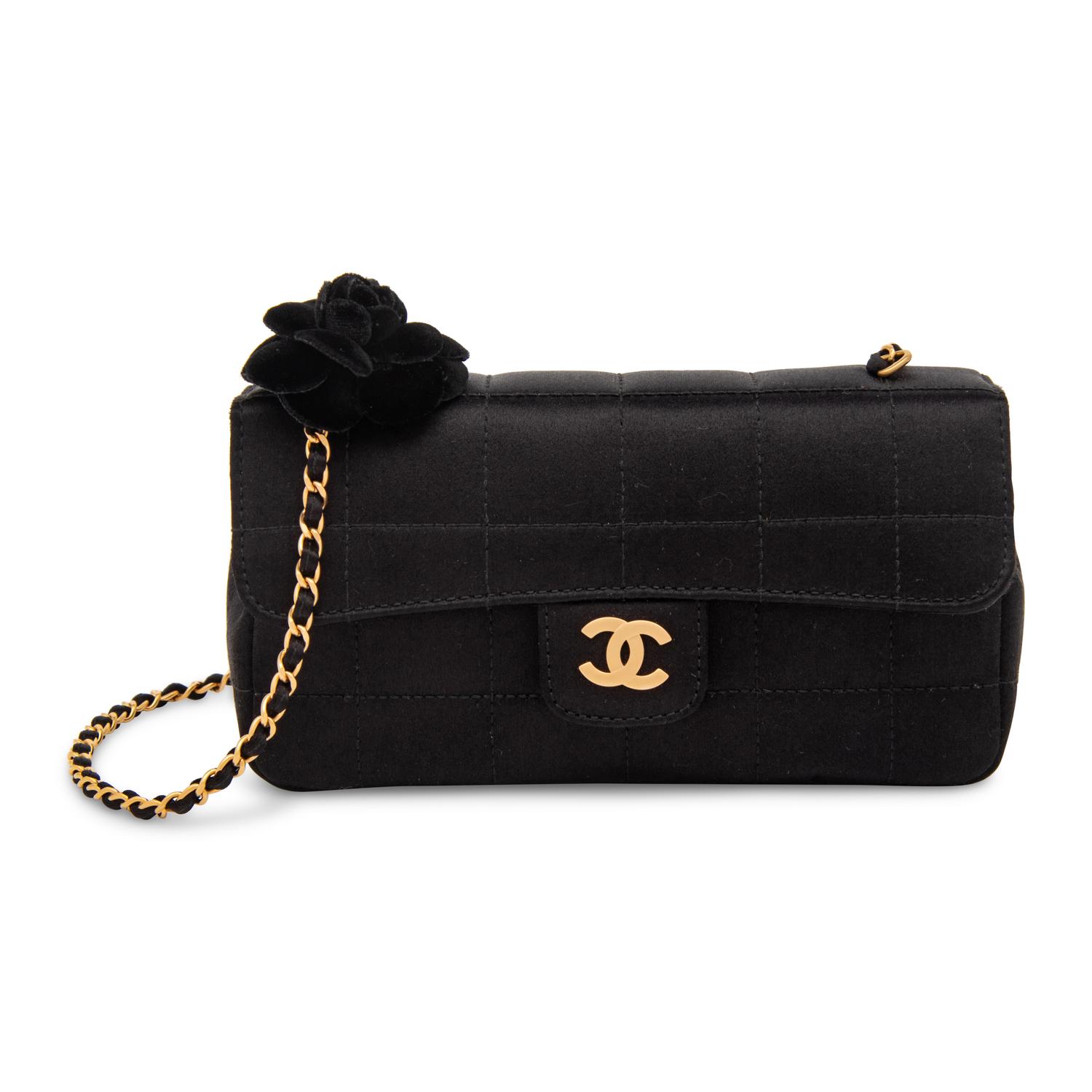 Chanel, Mini Satin Flap Bag with Camellia