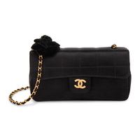 Chanel, Mini Satin Flap Bag with Camellia