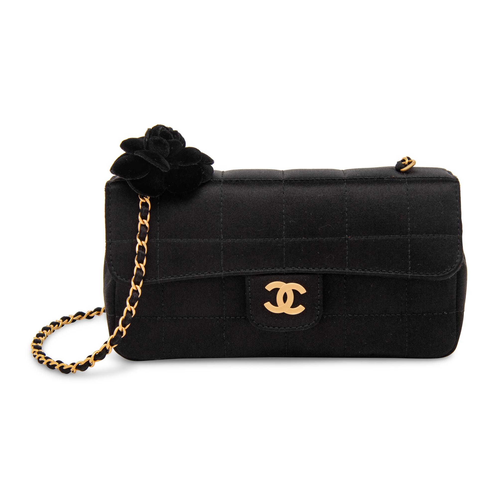 Chanel, Mini Satin Flap Bag with Camellia