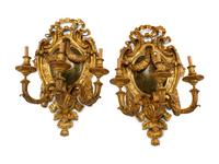 A Pair of Louis XV Style Gilt Bronze Sconces with Chinoiserie Decoration