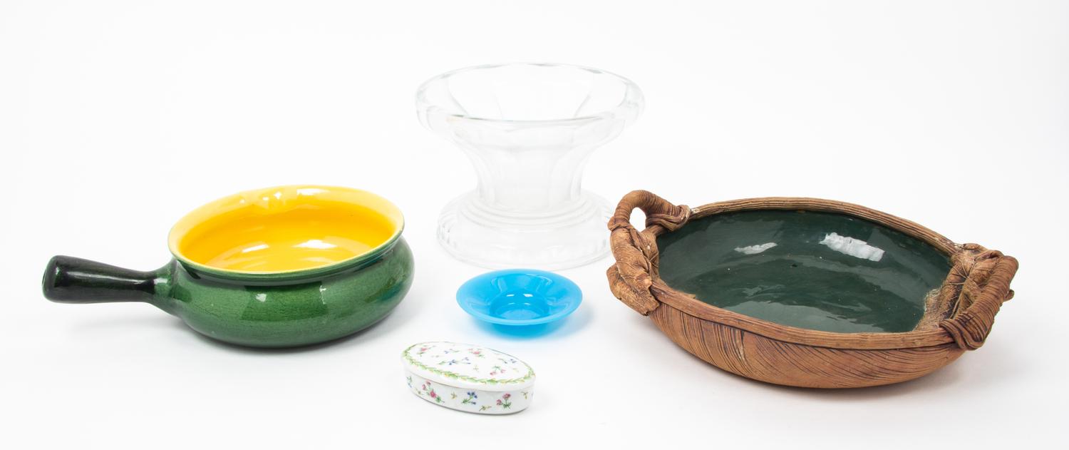 A Collection of Nine Decorative Articles Height of first 8 3/8 inches.