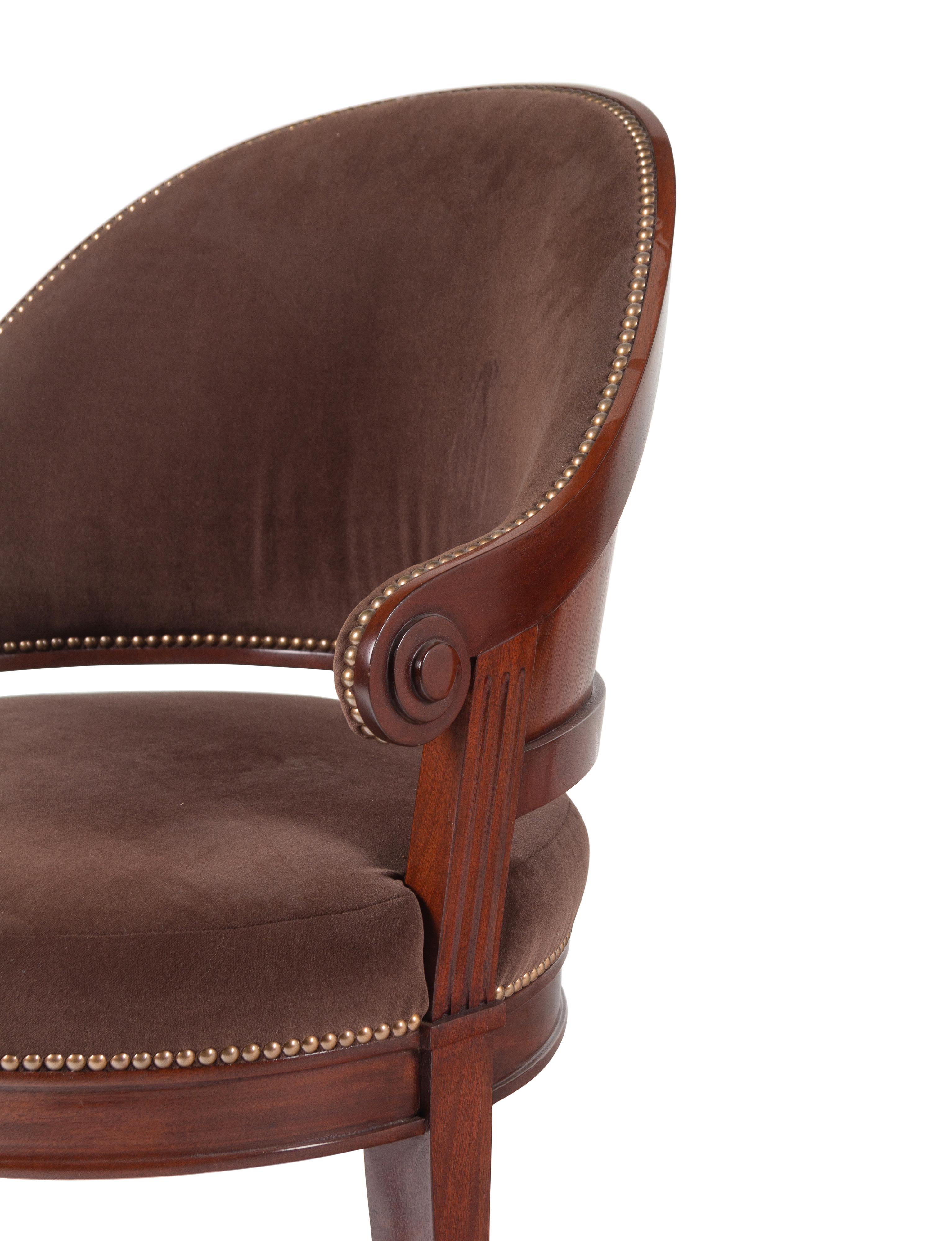 A Pair of Dessin Fournir Barrel-Back Armchairs