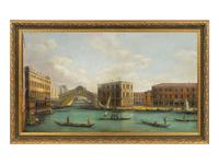 Venice, a view of the Grand Canal and the Rialto Bridge from the North