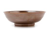 A Café-Au-Lait Glazed Porcelain Shallow Bowl