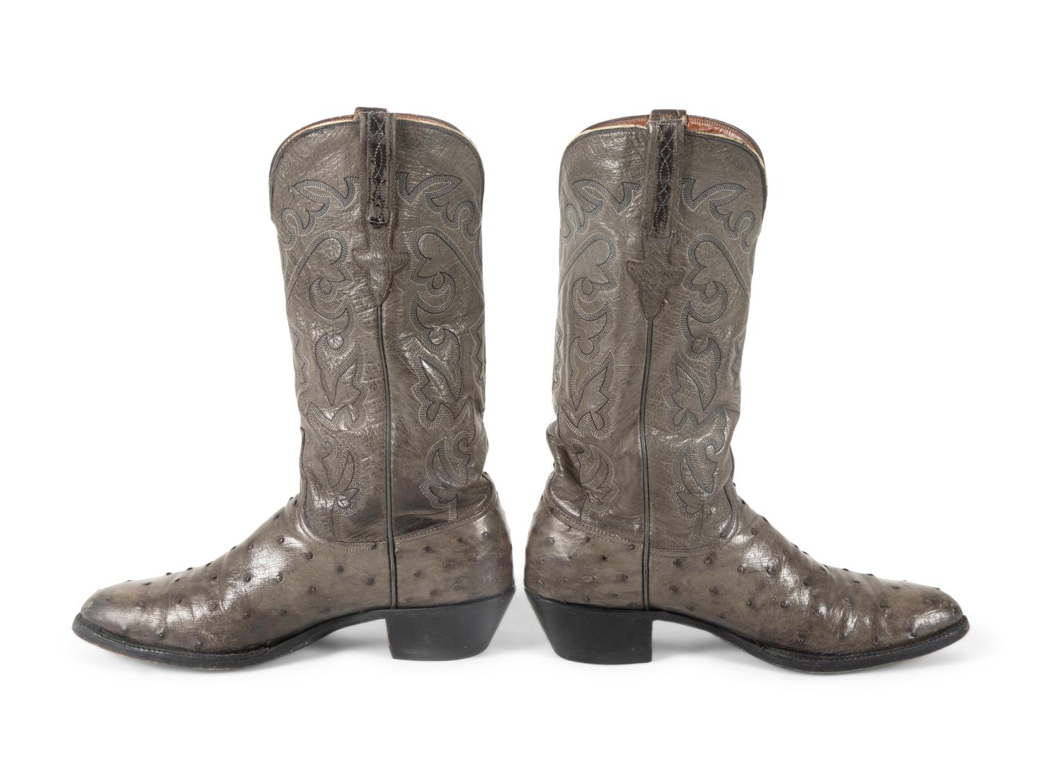 Lucchese Gray-Green Full Quill Ostrich Boots