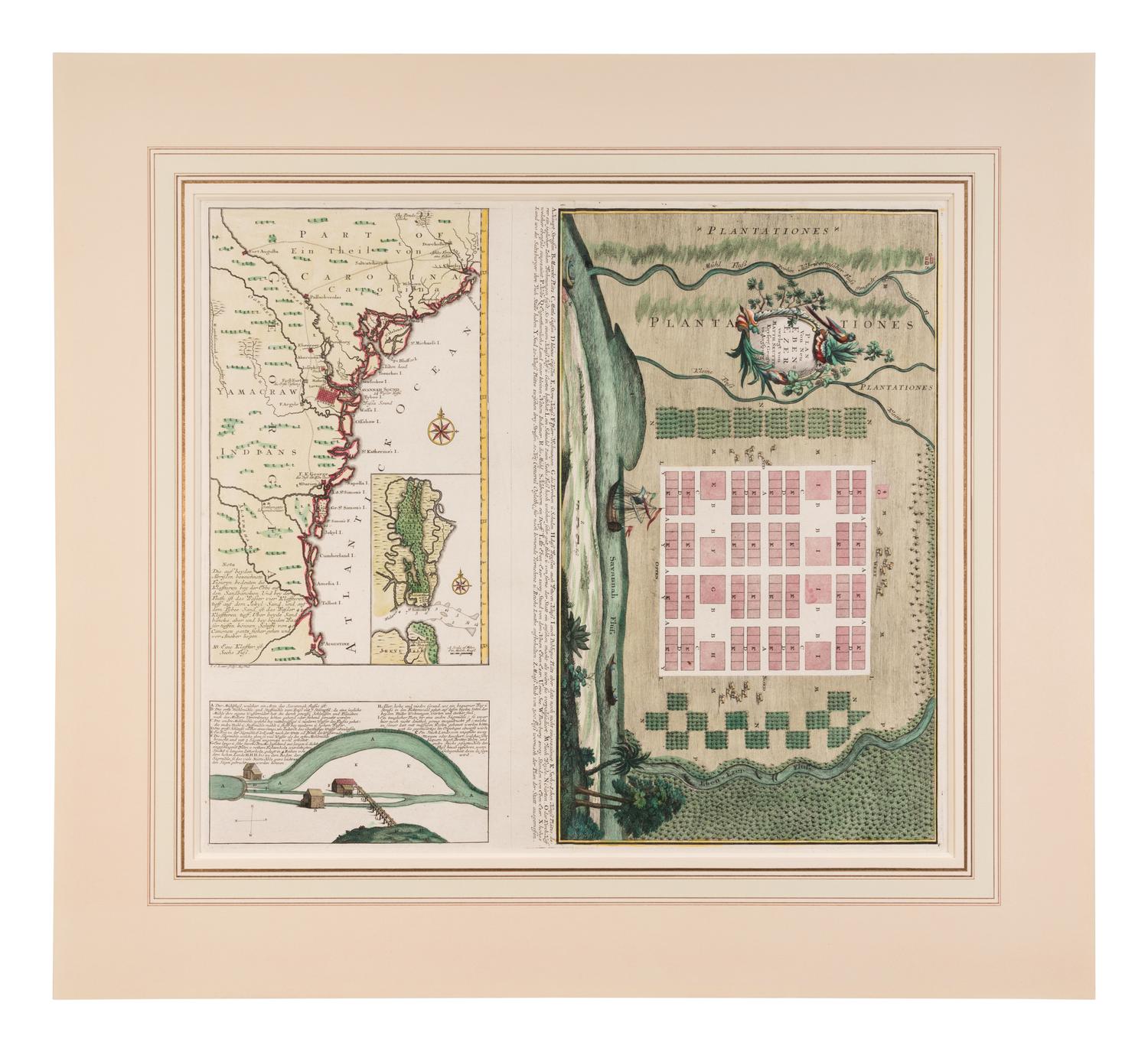 [MAP]. SEUTTER, Matthäus (1678-1757). Plan von Neu Ebenezer . Augsburg, 1747.