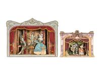 Two Italian Painted and Decoupage Commedia Dell'Arte Dioramas