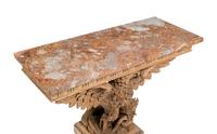 A Pair of George II Style Carved Pine Marble-Top Pier Tables
