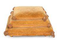 A Stacked Cushion-Form Velvet Upholstered Ottoman