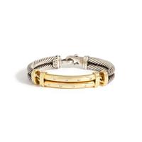 DAVID YURMAN, STERLING SILVER, YELLOW GOLD AND DIAMOND BANGLE BRACELET