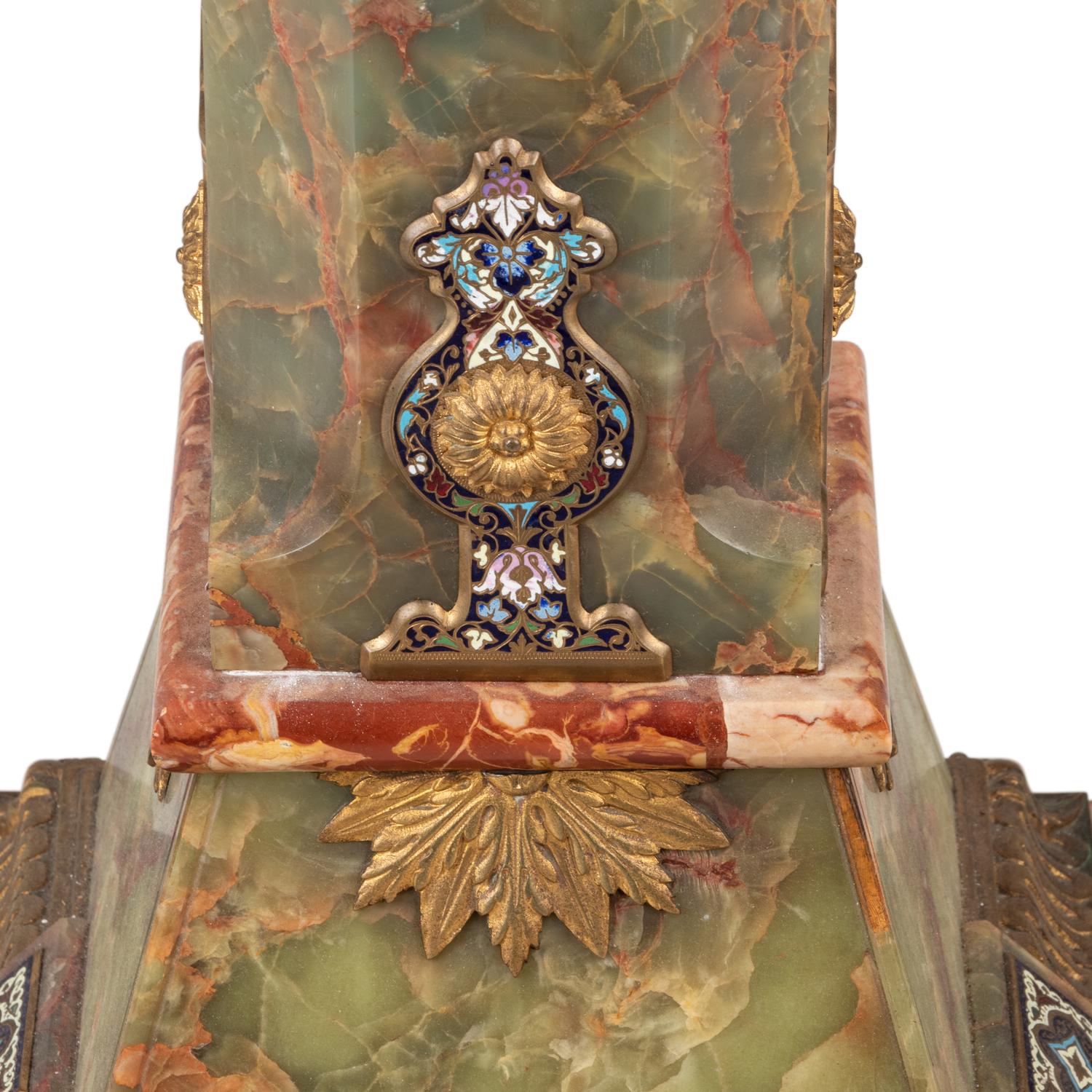 A French Onyx and Champlevé Mounted Pedestal