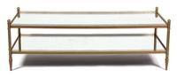 A Brass and Mirrored Glass Coffee Table Height 18 x width 60 x depth 24 inches. — 20TH CENTURY