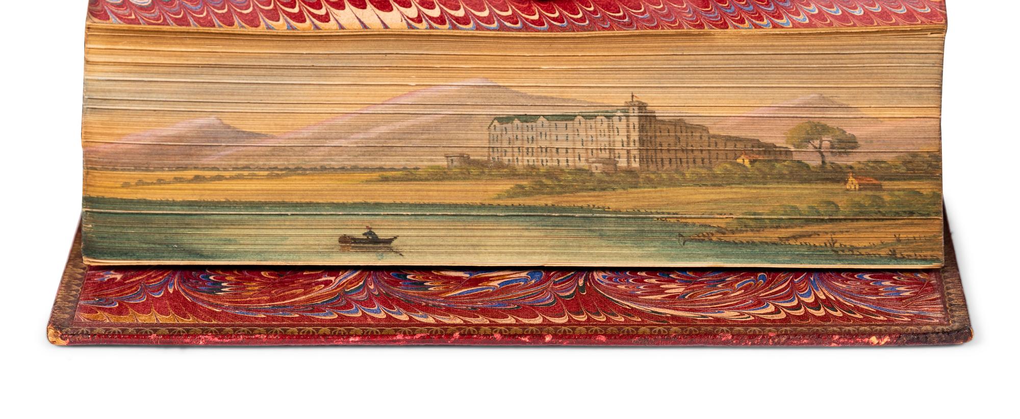 [FORE-EDGE PAINTING]. [FORE-EDGE PAINTING]. A group of 3 books with FORE-EDGE PAINTINGS depicting scenes of the English countryside and manor houses, comprising: