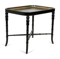 An English Painted Wood Tray Table on Faux Bamboo Stand — 20TH CENTURY