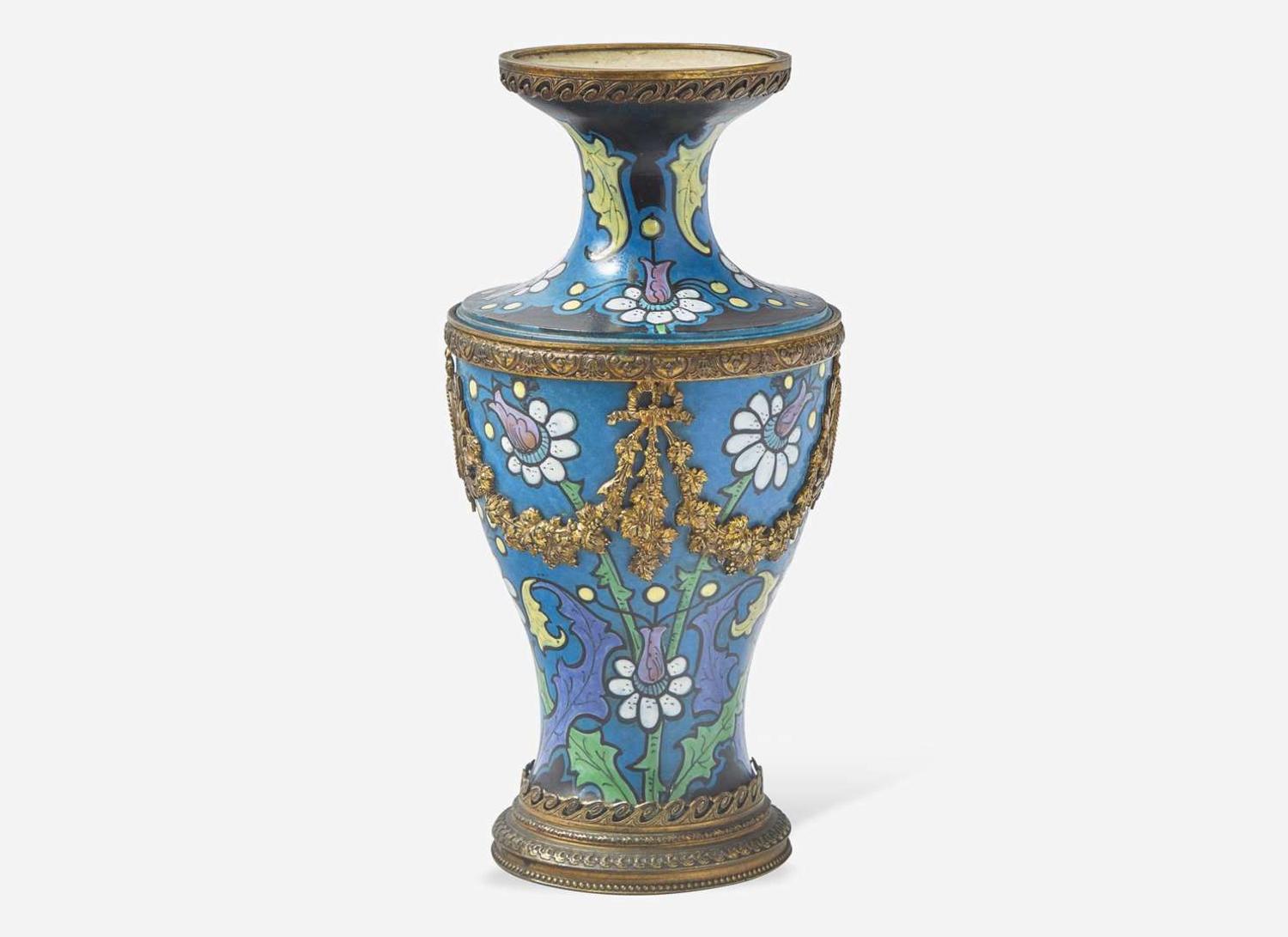 An Ormolu-Mounted Wedgwood Enameled Stoneware Vase, UK, circa 1900