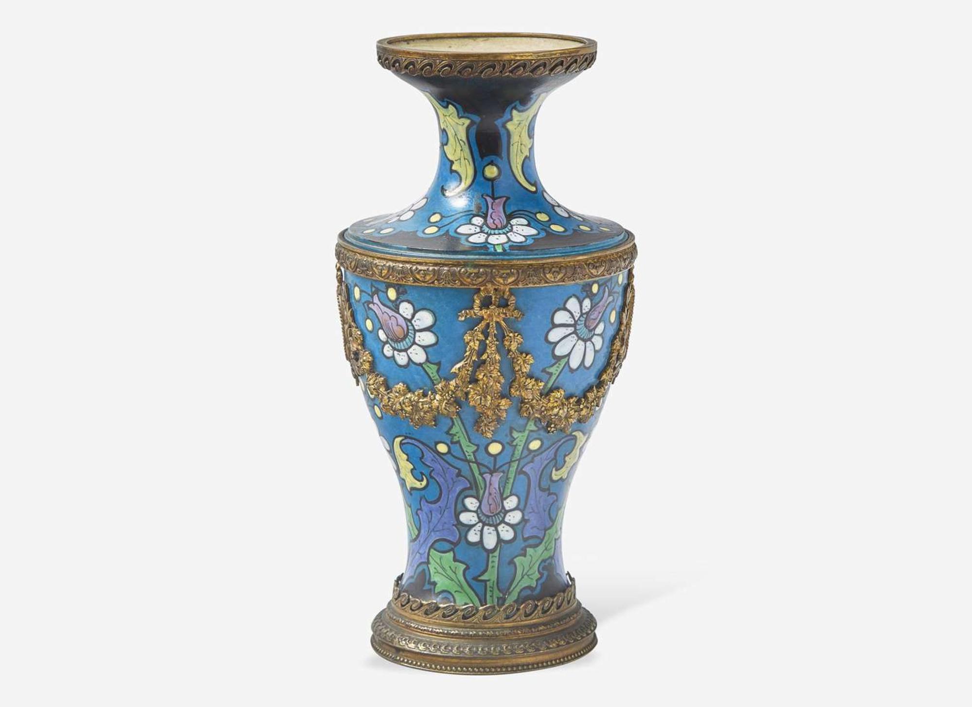 An Ormolu-Mounted Wedgwood Enameled Stoneware Vase, UK, circa 1900