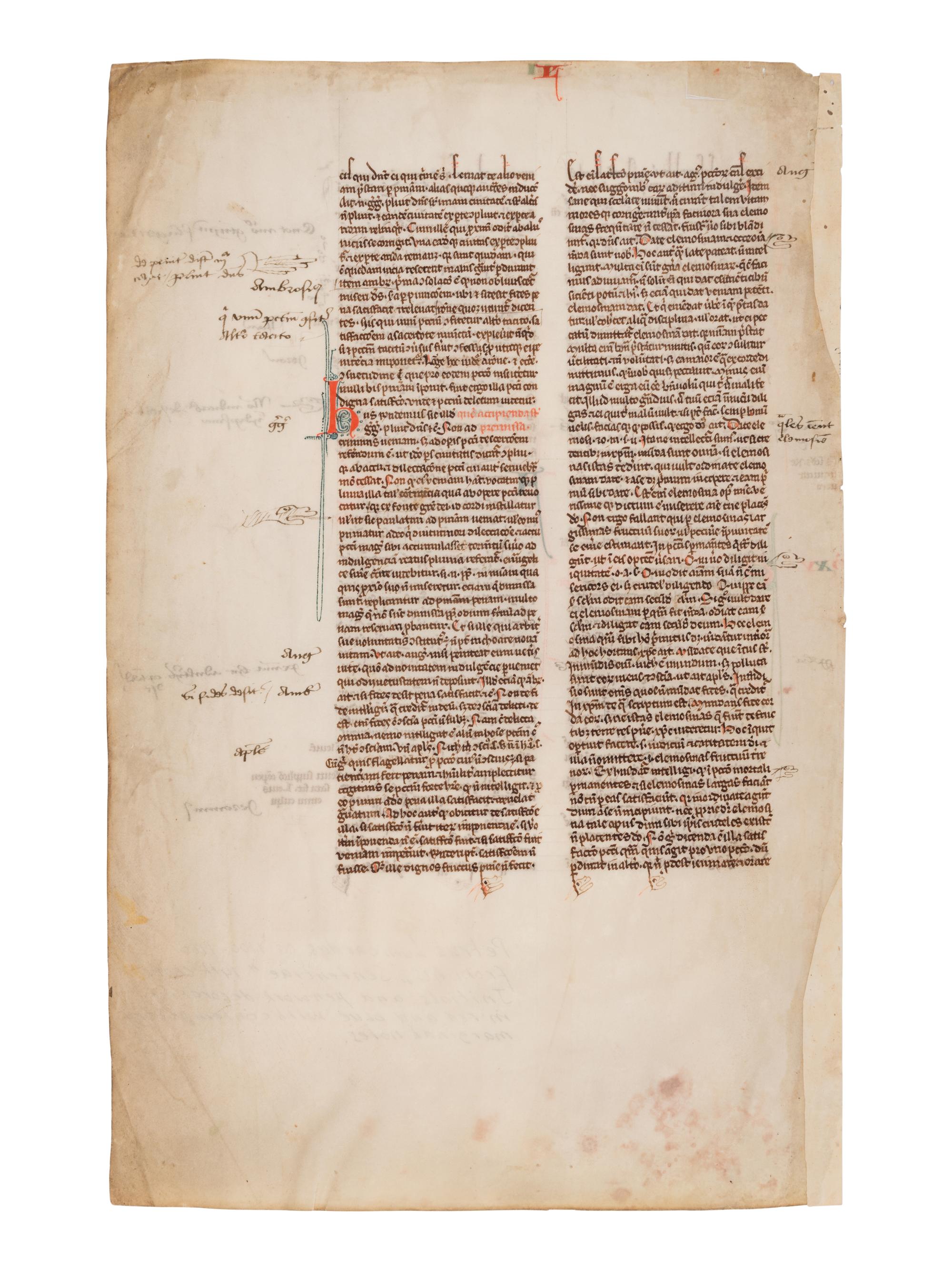 5 remarkable leaves illuminated from the late 13th to the late 15th century in France and England.