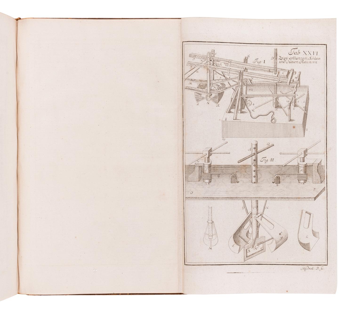 LEUPOLD, Jacob (1674-1727). Theatrum machinarum hydrotechnicarum. Schau-Platz der Wasser-Bau-Kunst . Leipzig: Christoph Zunkel, 1724.