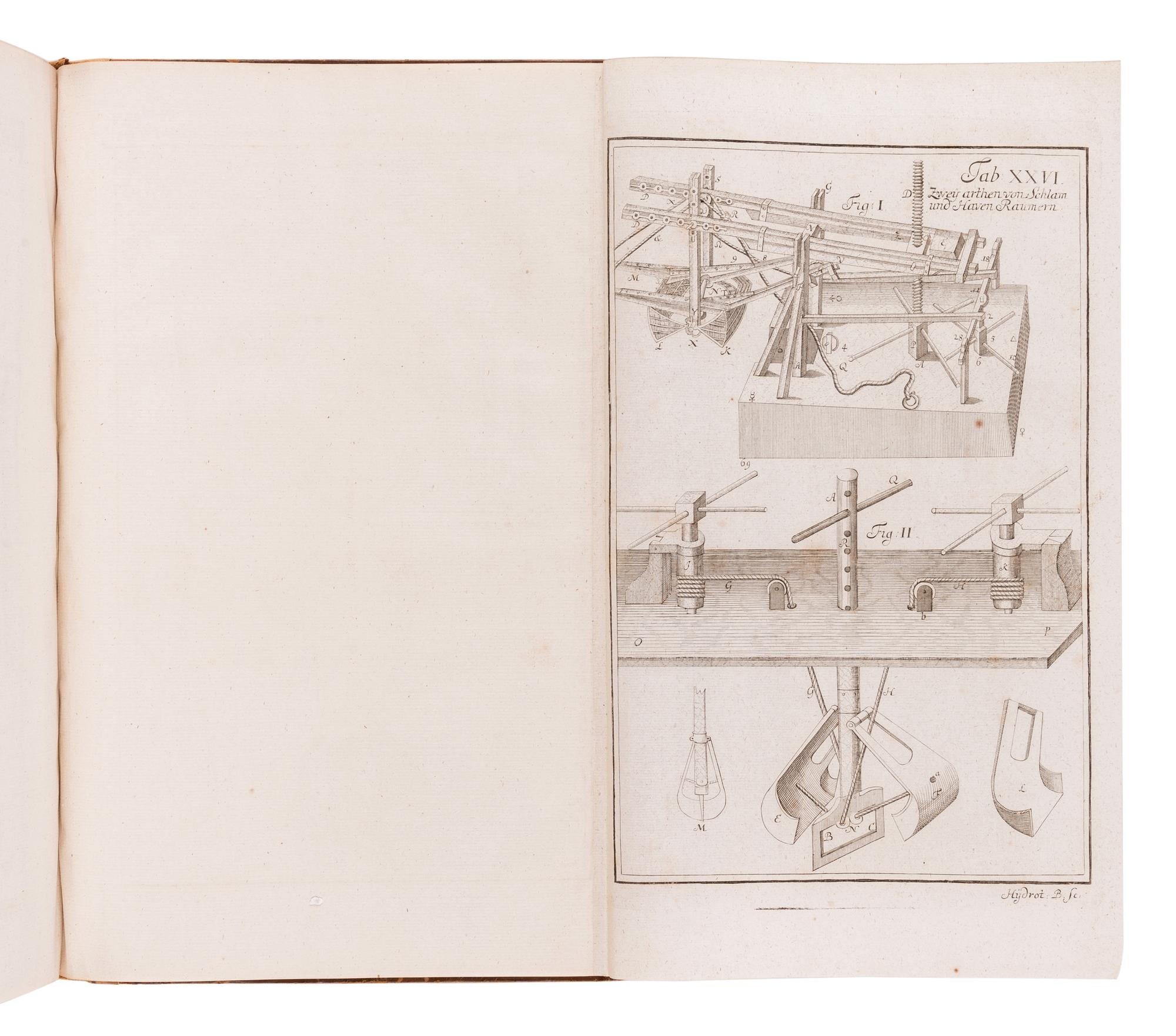 LEUPOLD, Jacob (1674-1727). Theatrum machinarum hydrotechnicarum. Schau-Platz der Wasser-Bau-Kunst . Leipzig: Christoph Zunkel, 1724.