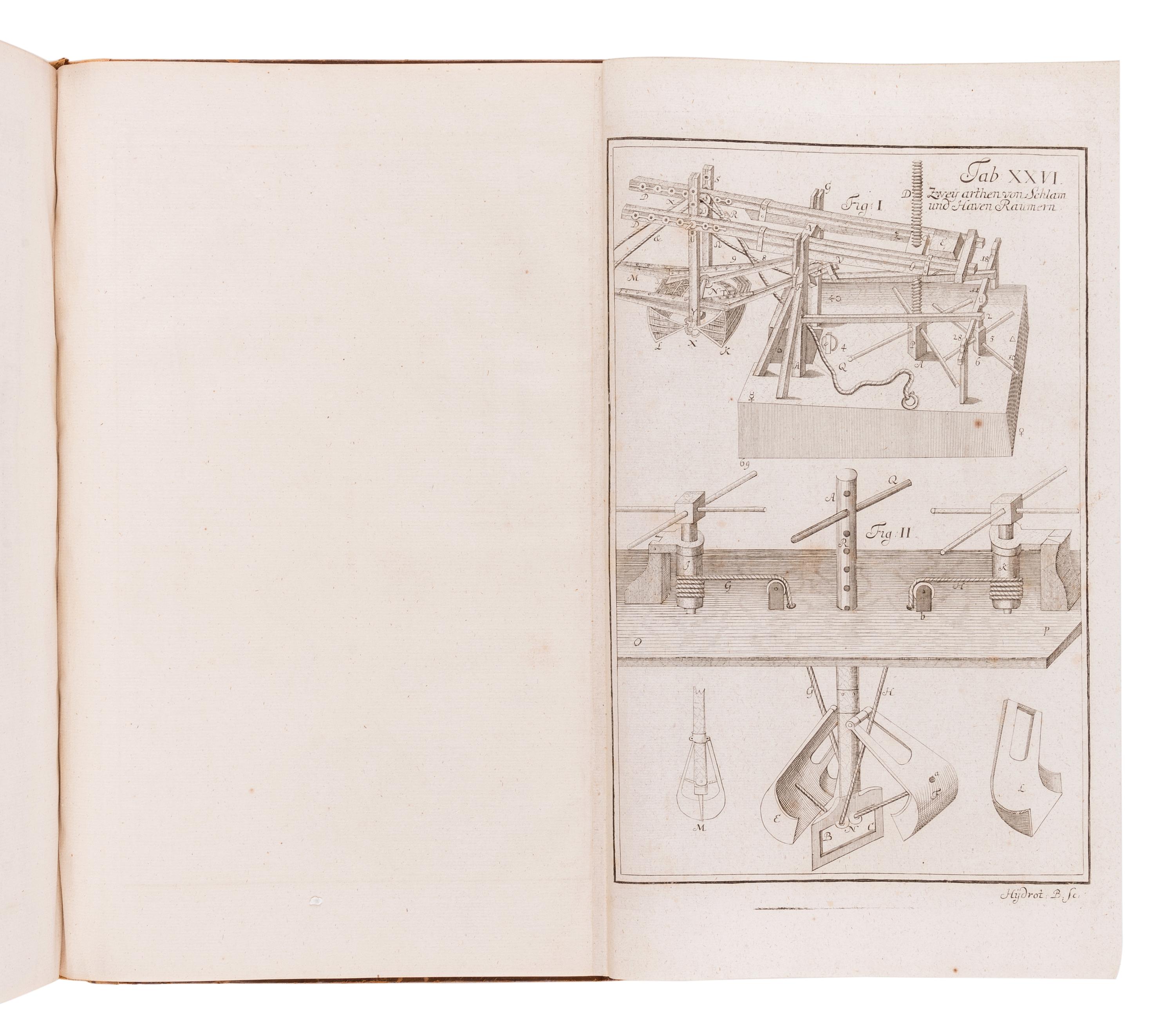 LEUPOLD, Jacob (1674-1727). Theatrum machinarum hydrotechnicarum. Schau-Platz der Wasser-Bau-Kunst . Leipzig: Christoph Zunkel, 1724.