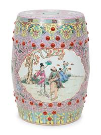 A Chinese Export Enameled Porcelain Garden Seat