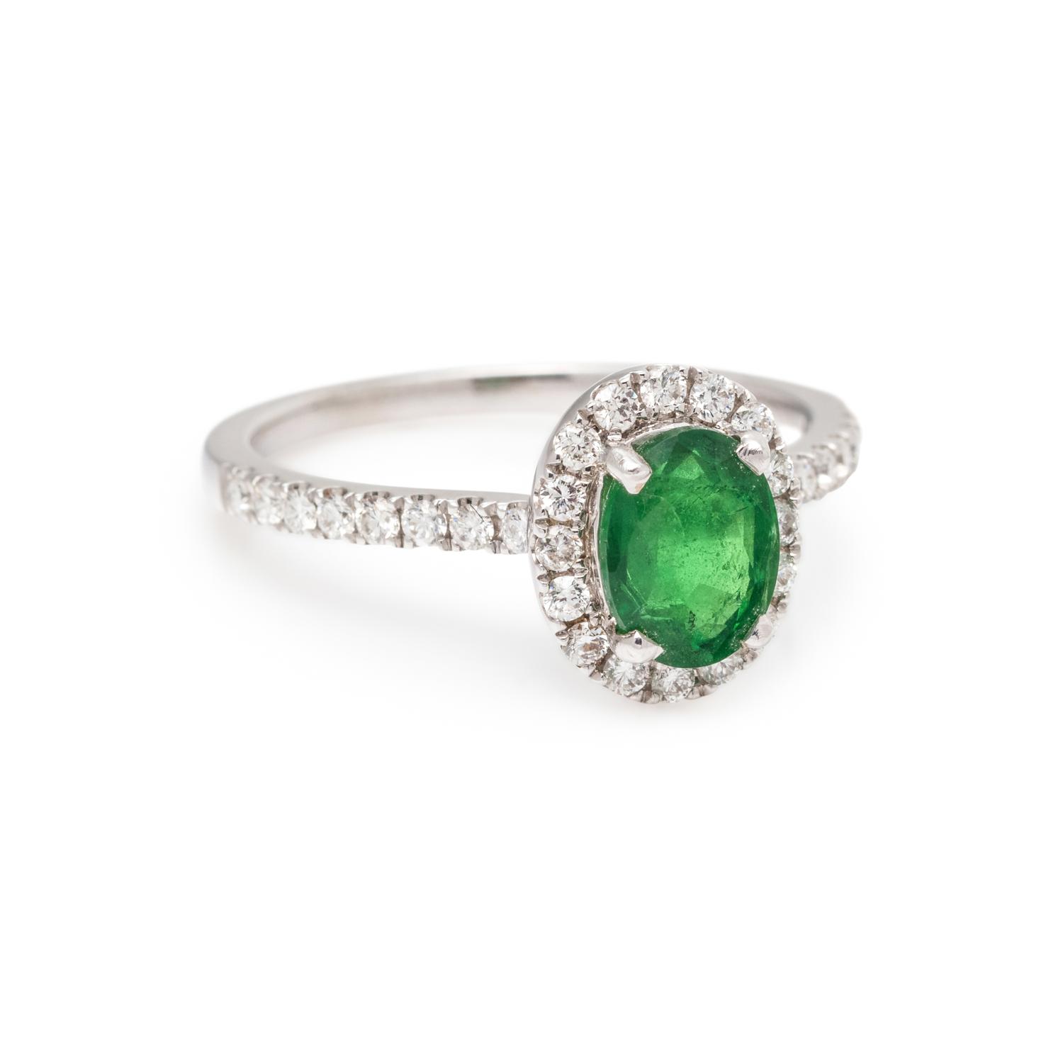 TSAVORITE GARNET AND DIAMOND RING