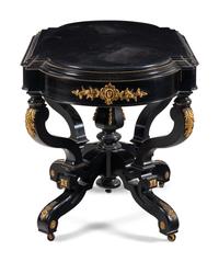 A Victorian Gilt Bronze Mounted Ebonized Center Table