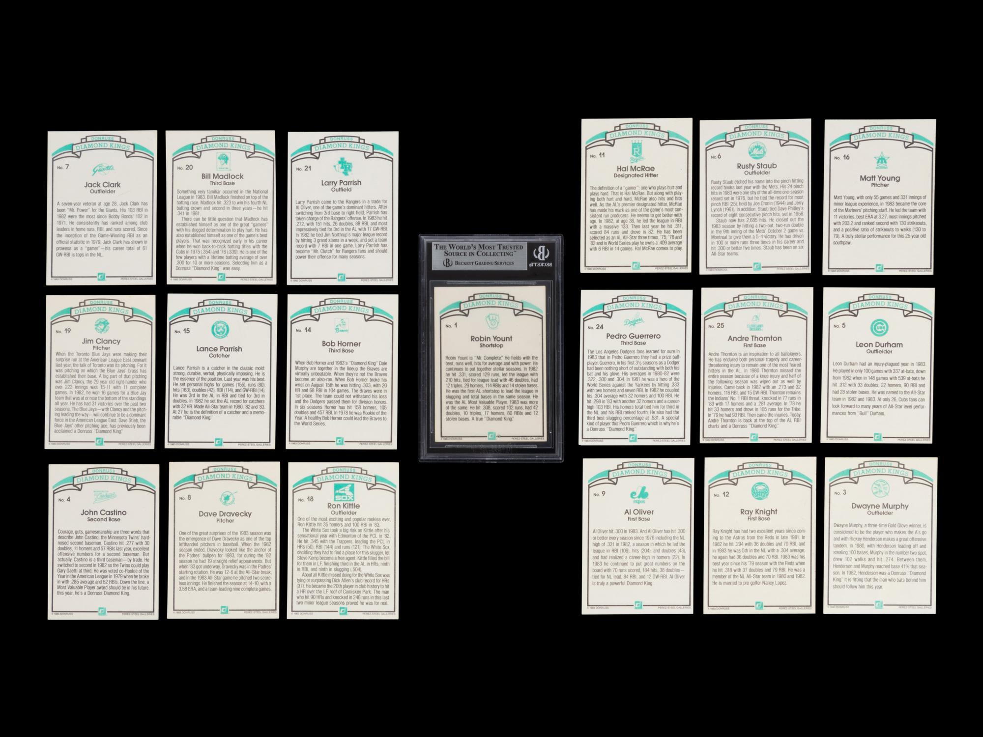 A Group of 19 1984 Donruss Diamond Kings Signed Autograph Baseball Cards,