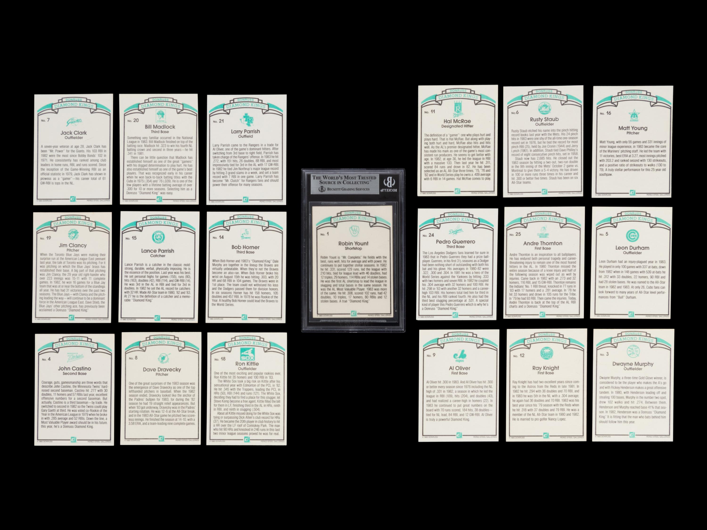 A Group of 19 1984 Donruss Diamond Kings Signed Autograph Baseball Cards,