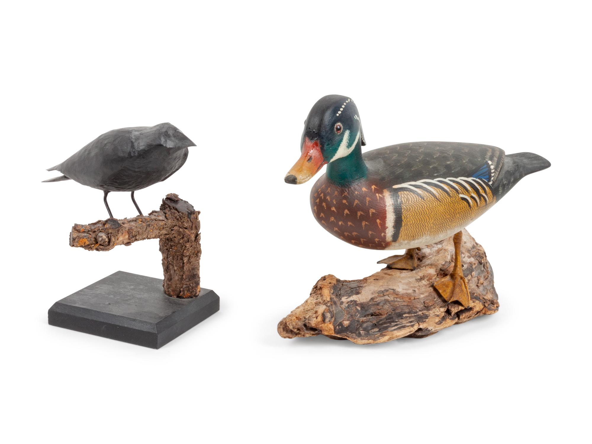 Three Folk Art Carved Birds