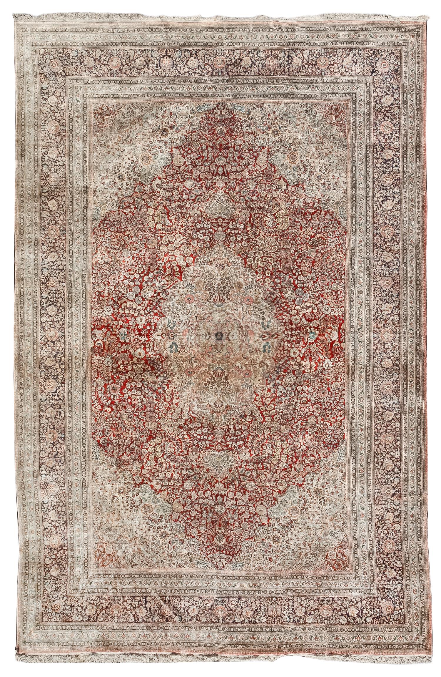 A Kirman Silk Rug 17 feet 8 inches x 11 feet 10 inches. — CIRCA 1940s