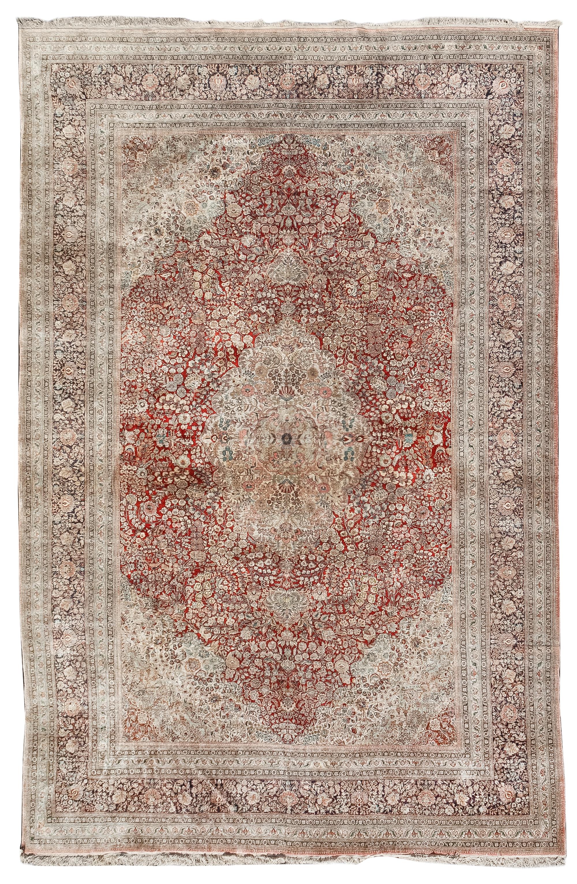 A Kirman Silk Rug 17 feet 8 inches x 11 feet 10 inches. — CIRCA 1940s