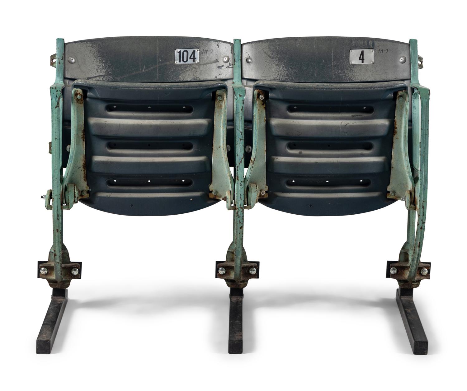 A Group of Two Vintage Wrigley Field Chicago Cubs Stadium Seat Chairs,