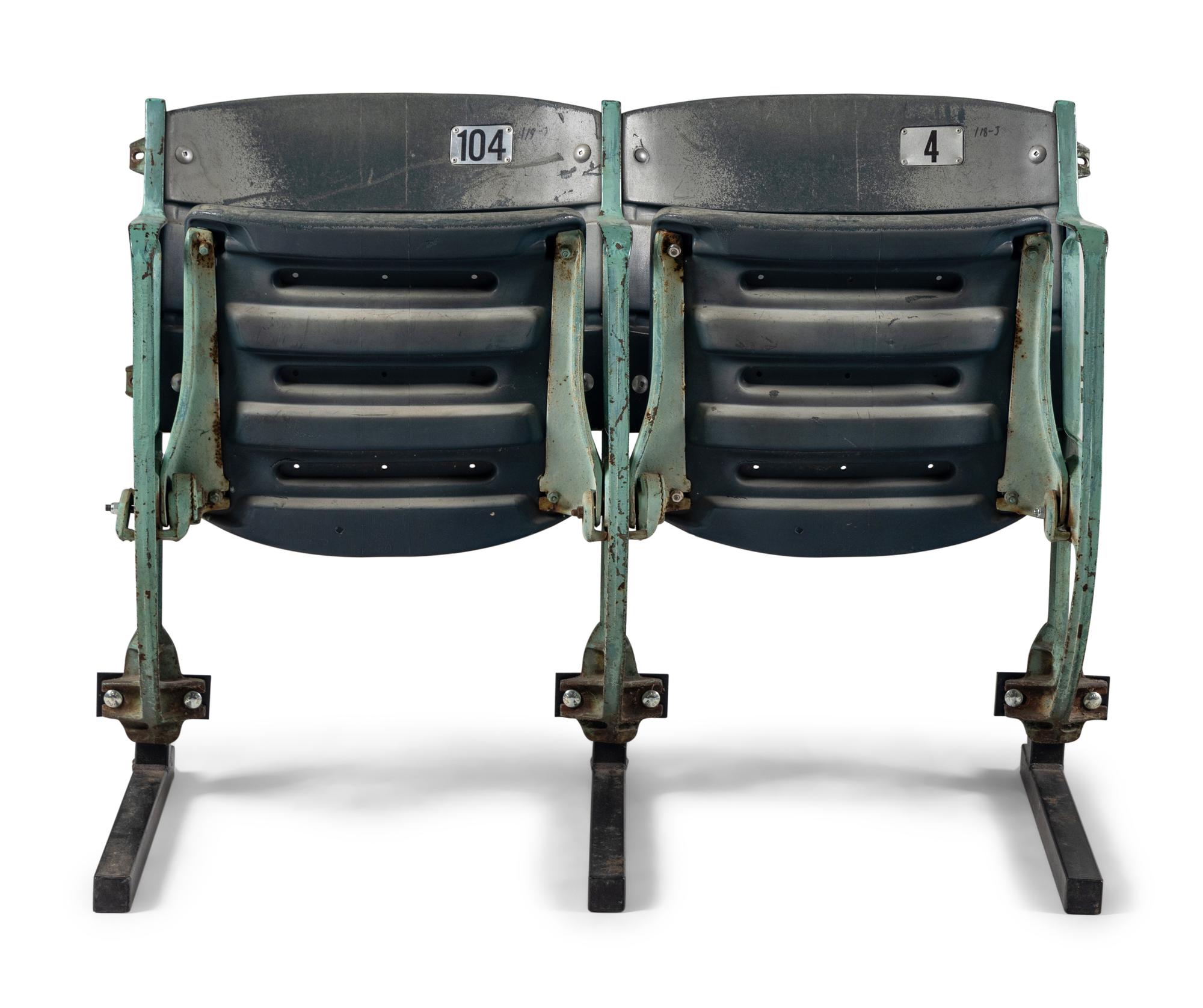 A Group of Two Vintage Wrigley Field Chicago Cubs Stadium Seat Chairs,
