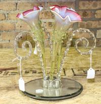 Two Victorian Glass Epergnes Height of taller 28 inches. — 19TH/20TH CENTURY
