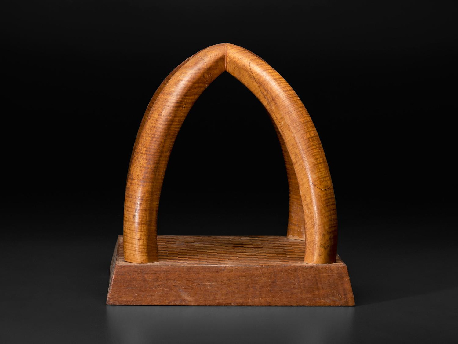 A Folk Art Tiger Maple and Parquetry Stand