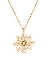 A 14 Karat Yellow Gold and Diamond Pendant/Brooch Necklace, 6.00 dwts.