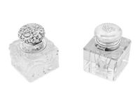 A Cartier Silver Mounted Cut Glass Ink Well