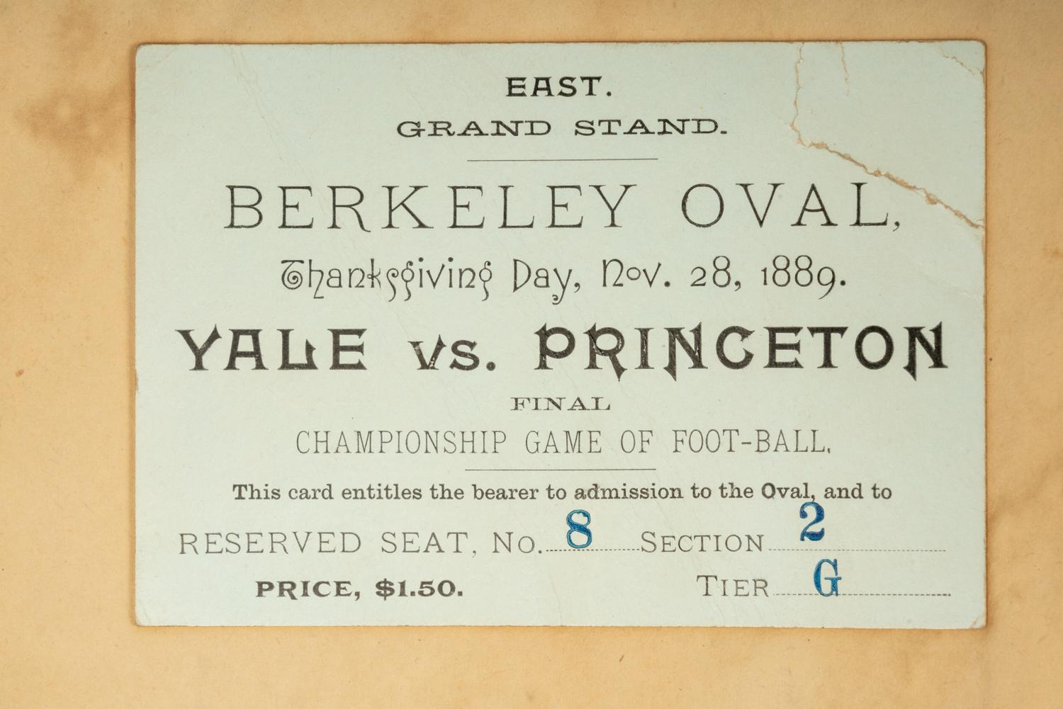 A Historical Princeton Scrapbook Featuring Princeton vs. Yale Nov. 28 Championship Game Football Ticket at Berkely Oval, ca. 1889-90