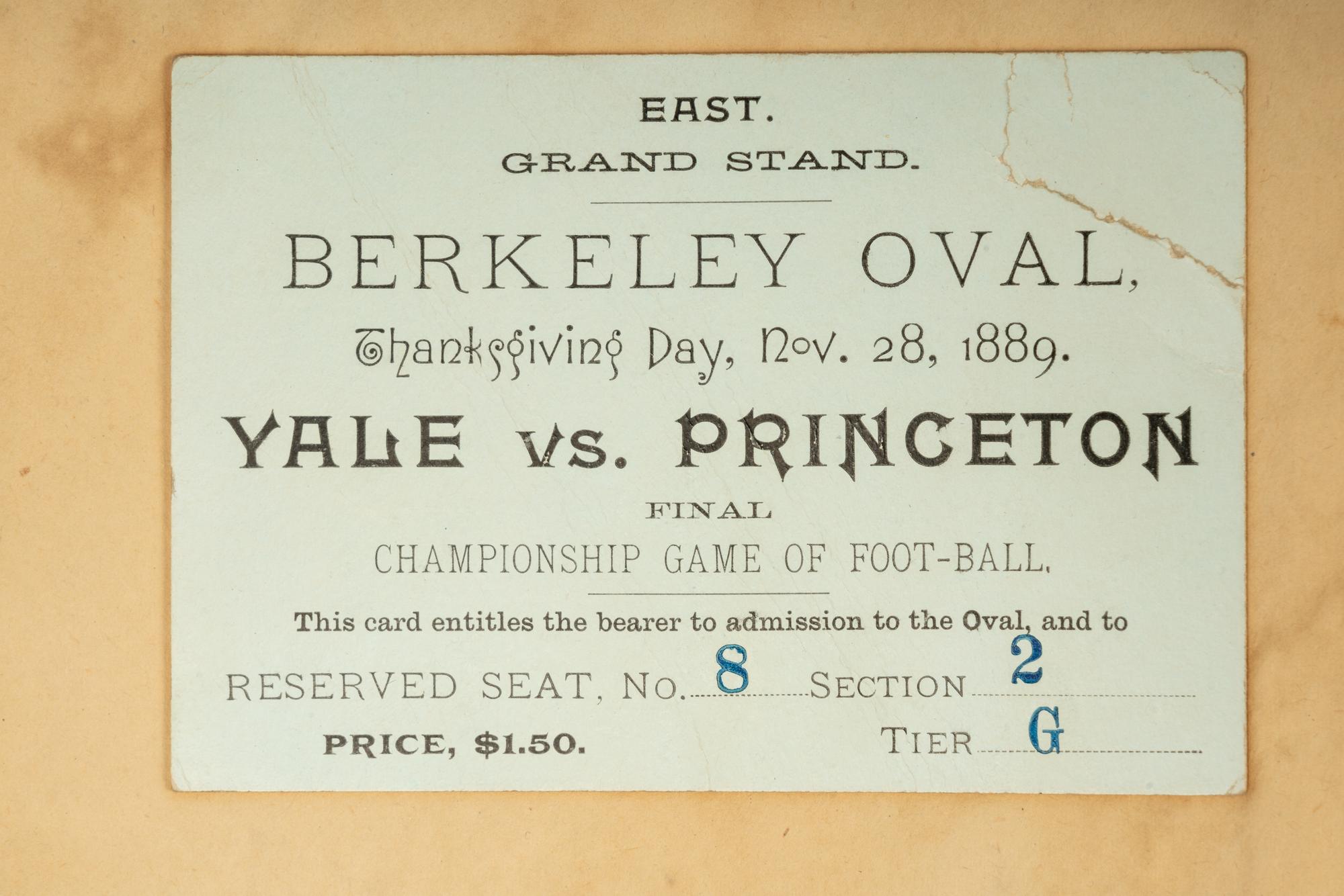 A Historical Princeton Scrapbook Featuring Princeton vs. Yale Nov. 28 Championship Game Football Ticket at Berkely Oval, ca. 1889-90