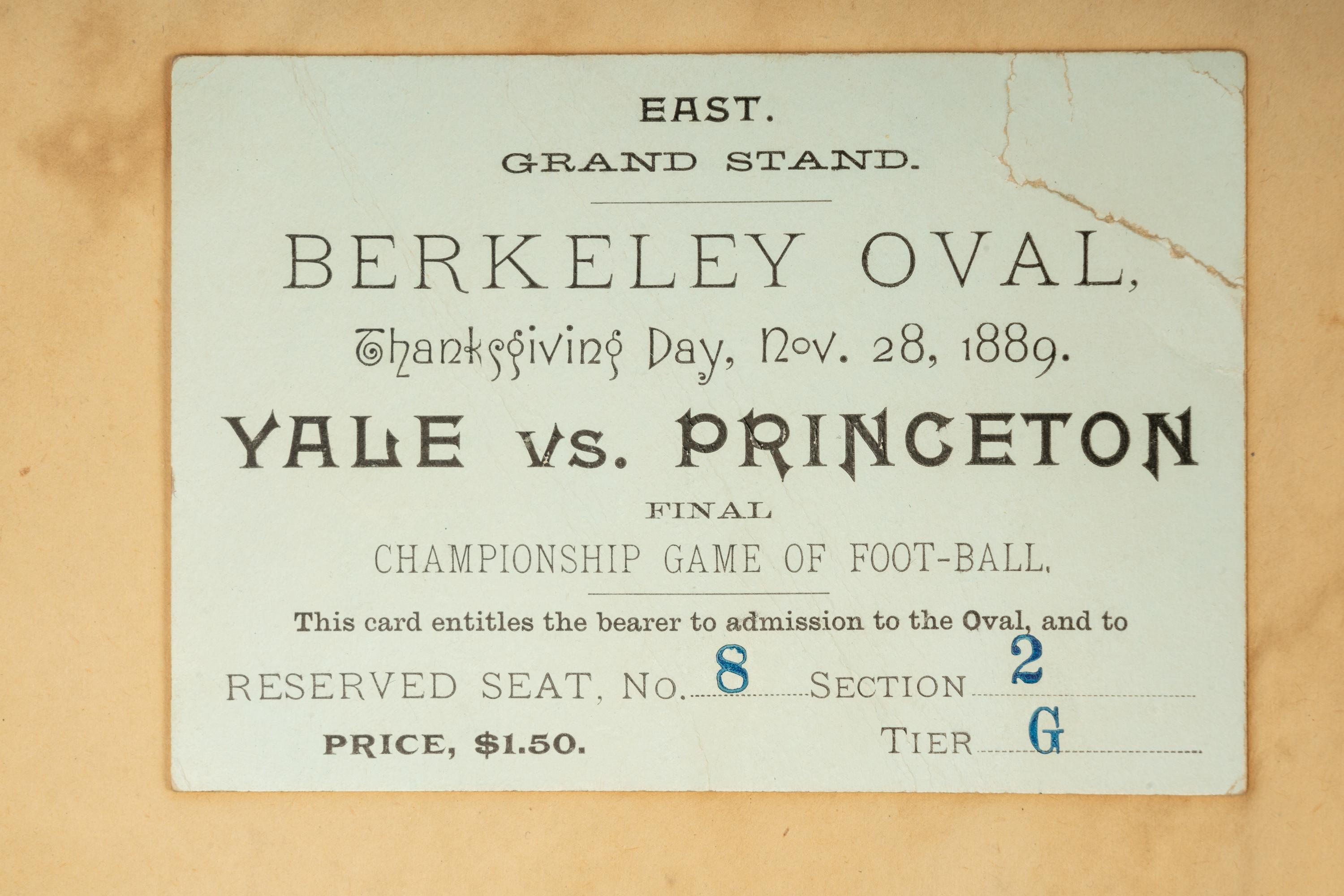A Historical Princeton Scrapbook Featuring Princeton vs. Yale Nov. 28 Championship Game Football Ticket at Berkely Oval, ca. 1889-90