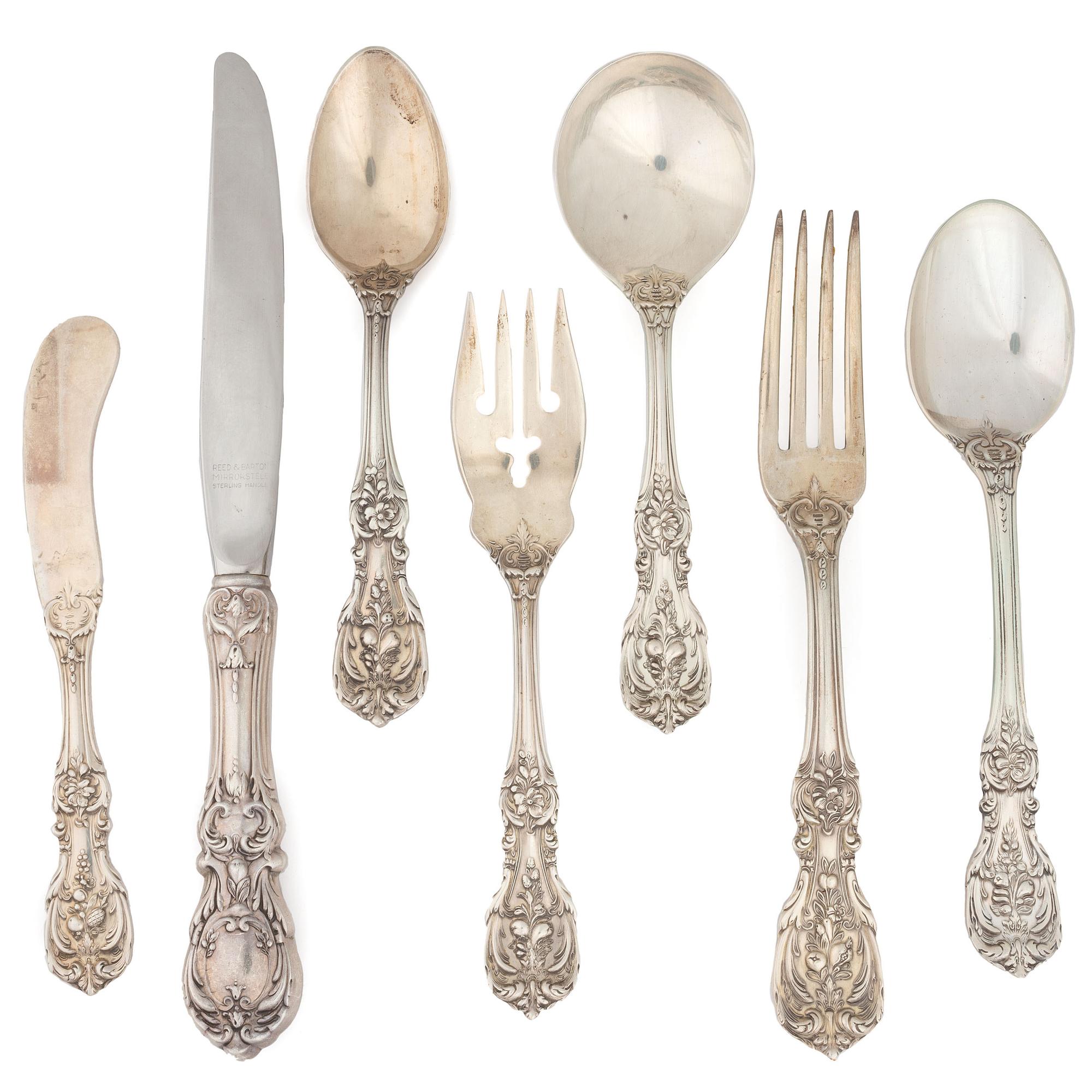 A Reed & Barton Silver Flatware Service in the "Francis I" Pattern
