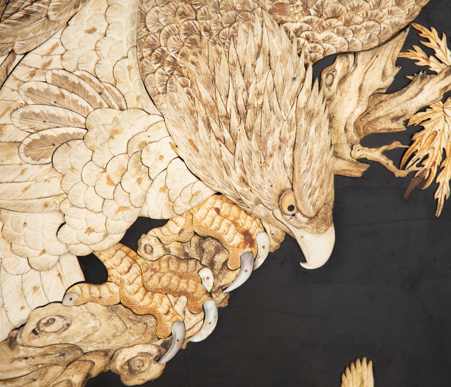 A Japanese Carved Hardwood Two-Panel Screen