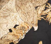 A Japanese Carved Hardwood Two-Panel Screen