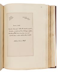 [The Red Cross]. An exceptional album of autographs, letters, and original artwork assembled to benefit the British Red Cross during WWI. [N.p.: N.p.], 1917.