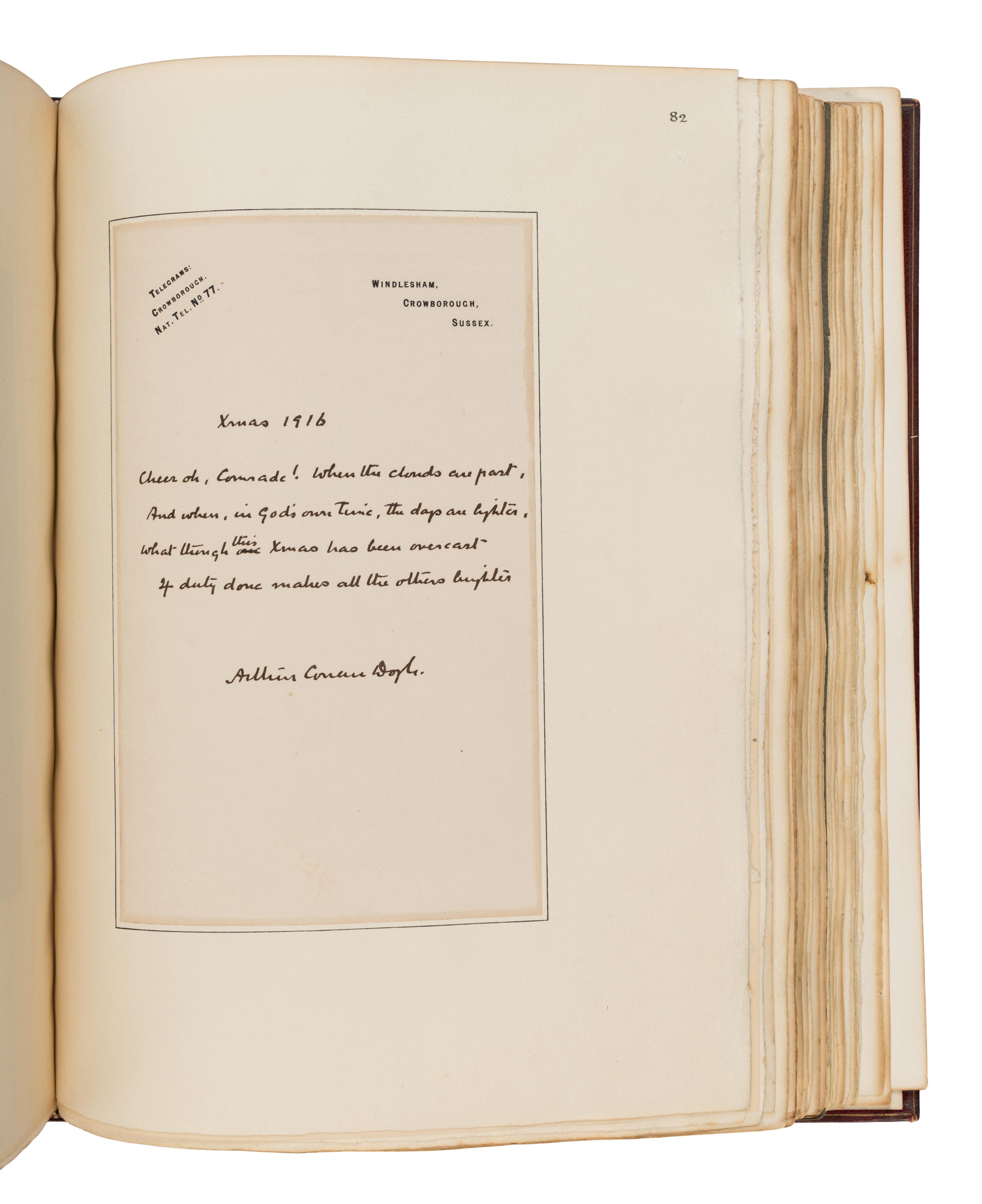 [The Red Cross]. An exceptional album of autographs, letters, and original artwork assembled to benefit the British Red Cross during WWI. [N.p.: N.p.], 1917.