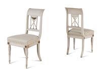 A Pair of Italian Neoclassical Painted and Parcel-Gilt Side Chairs