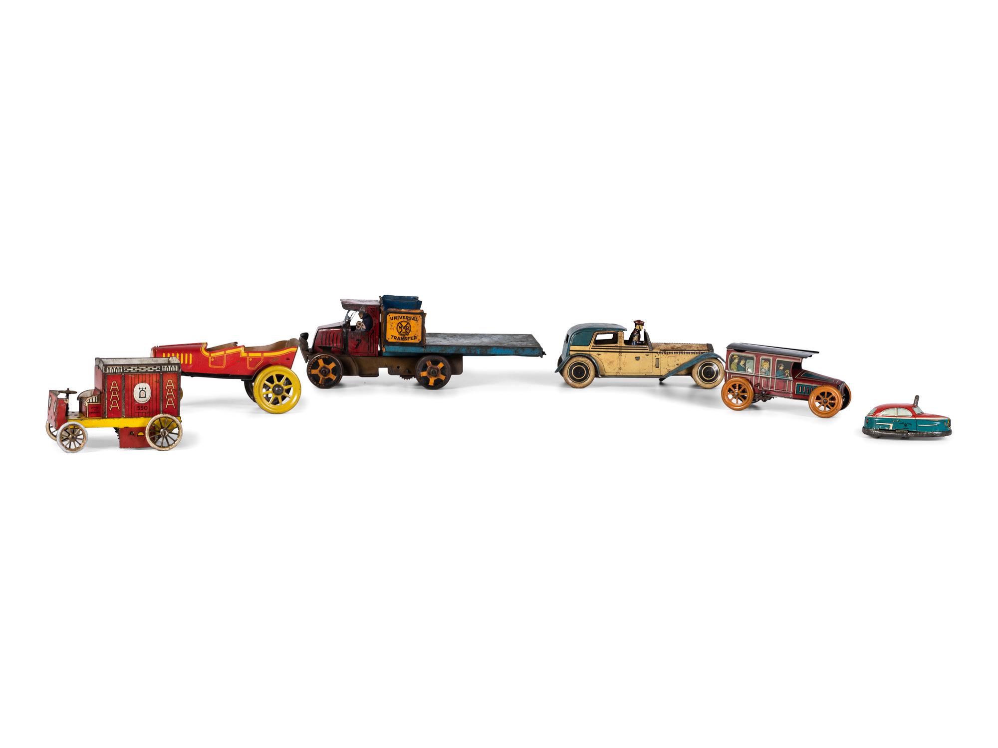 Six Tin Lithograph Toy Vehicles